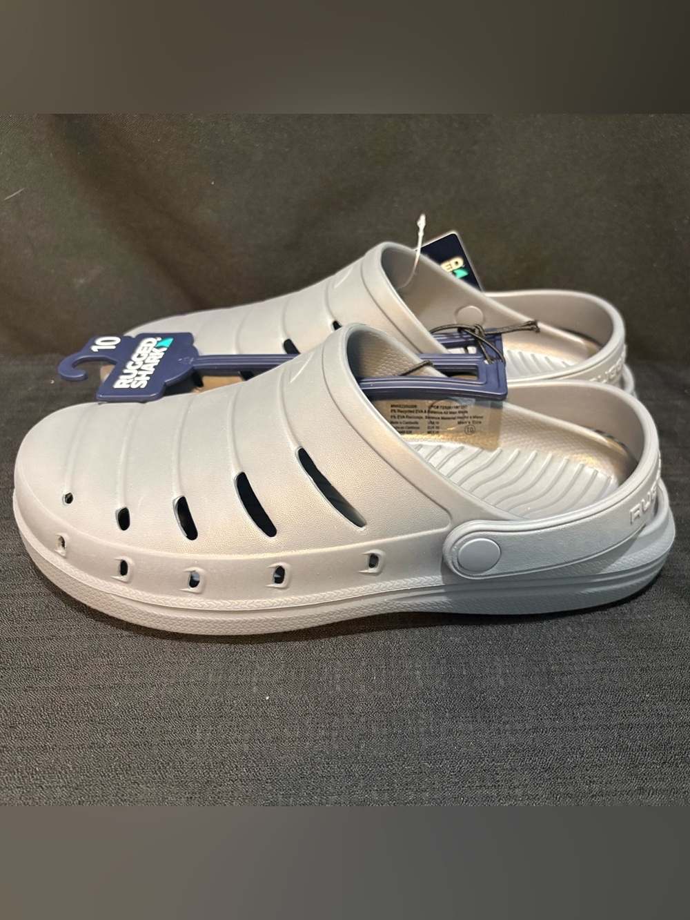 RUGGED SHARK  Men’s Size 10 Comfort EVA Clog Sandals Shoes • Gray
